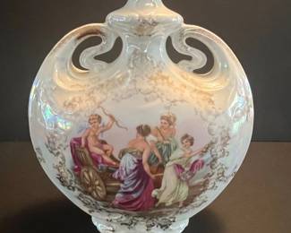Victoria Carlsbad Austria Porcelain Vase with Cherubs