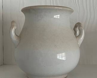 White Ceramic Urn with Handles