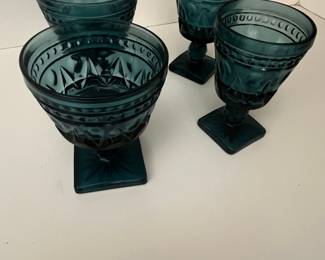 Blue Indiana Glass Colony Park Lane Goblets Set of 4