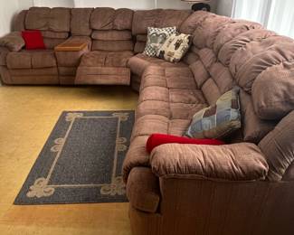 Brown Microfiber Sectional Sofa with Recliners