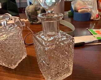 Cut Crystal Whiskey Decanter with Faceted Stopper