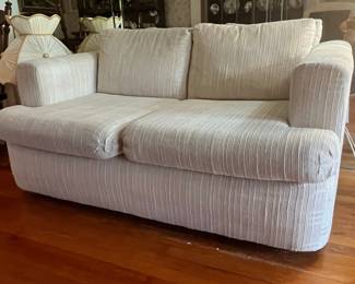 Cream Corduroy Loveseat with Rolled Arms