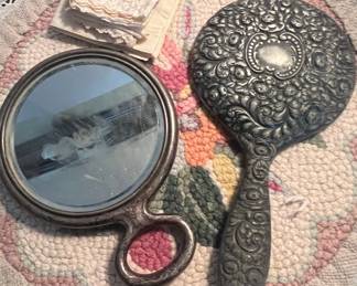 Vintage Silver-Plated Hand Mirror set of 2