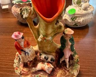 Staffordshire Spill Vase with Pastoral Scene