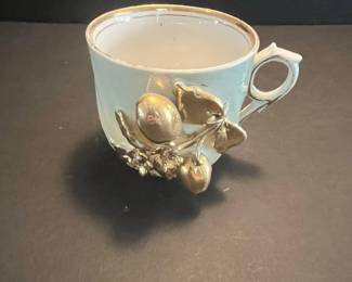 Victorian Antique Gilded Applied Porcelain Teacup