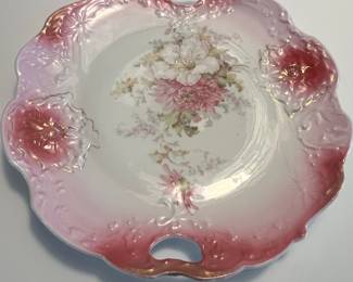 Vintage R.S. Prussia Porcelain Hand-Painted Cake Plate with Handles