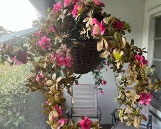 Artificial Pink Azalea Hanging Basket