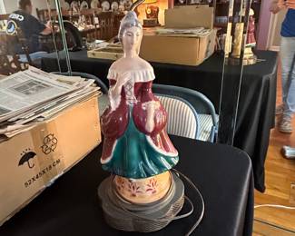 Vintage Porcelain Figural Lamp - Woman in Victorian Dress