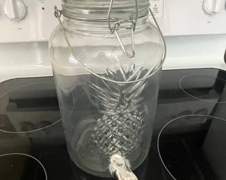 Glass Beverage Dispenser with Pineapple Embossing