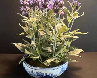Artificial Lavender Plant in Chinoiserie Planter