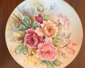 Hand-Painted Porcelain Decorative Plate with Roses