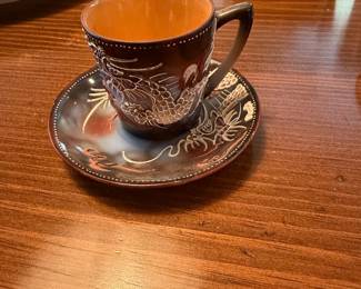 Moriage Dragonware Ceramic Tea Cup and Saucer
