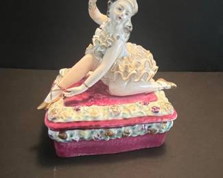 Dresden Lace Ballerina Porcelain Trinket Box
