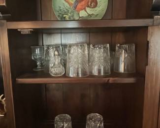 Crystal Tumbler Set with Pheasant Plate