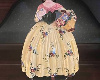 Vintage Italian Porcelain Lady Figurine with Flower Basket