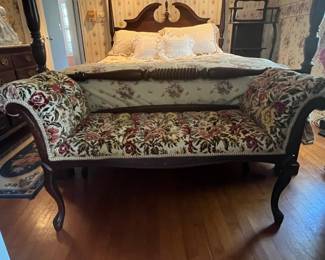 Victorian Style Chaise Lounge with Floral Upholstery