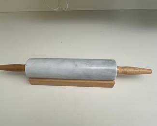 Marble Rolling Pin with Wooden Handles and Stand