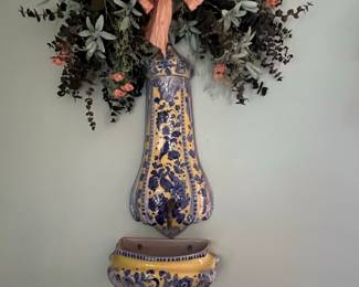 Vintage Italian Majolica Wall Fountain 