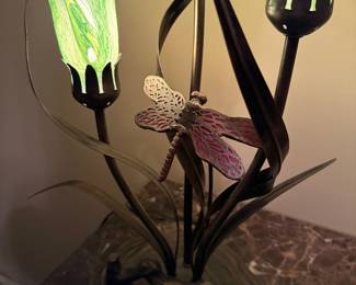 	#25	Dale Tiffany Style Dragon Fly Blown Glass 21"H	 $200.00 				