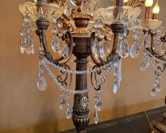 	#14	Pair of gold & crystal lamps 24"H	 $250.00 				