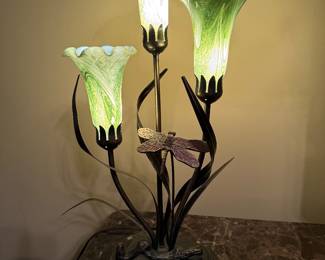	#25	Dale Tiffany Style Dragon Fly Blown Glass 21"H	 $200.00 				