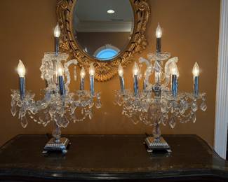 	#15	Pair of crystal lamps made in Spain 26"H	 $400   				