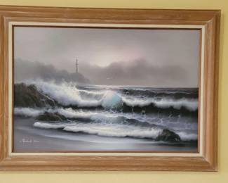 Seascape Lighthouse Oil Painting by Richard Kim