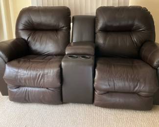 Leather Love Seat Rocker Recliner