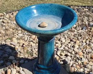 Heavy BlueGreen Birdbath