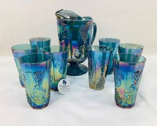 New Carnival Glass Water Pitcher & Tumblers