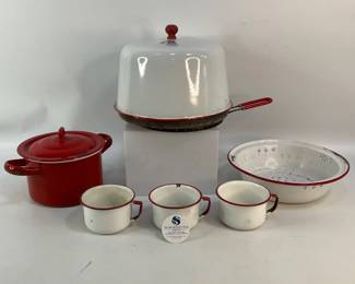 Vintage Red & White Enamelware