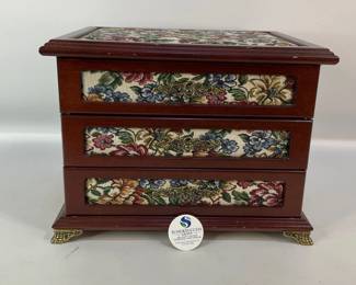 Tapestry & Wood Jewelry Box