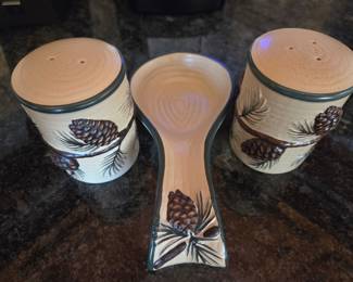 Salt pepper spoon holder set 