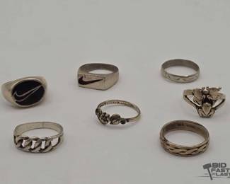 910  Sterling Silver Rings, 29.3g 