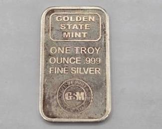 1252  Golden State Mint .999 Silver Bar 