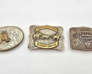1910  Sterling Silver Belt Buckles, 225g 