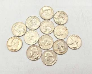 1404  1964 90 Silver Quarter Dollars, 81.4g 