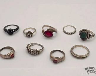 912  Sterling Silver Rings with SemiPrecious Stones, 29.1g 