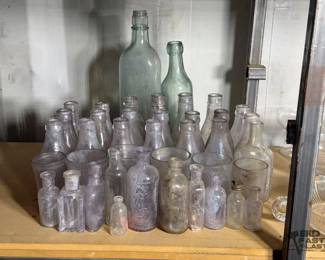 5508  Vintage Glass Bottles and Cups 