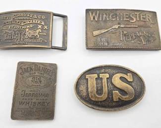 1920  4 Brass Belt Buckles 