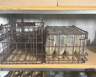 5506  19 Vintage Milk Bottles and 2 La Bonita Jersey Farm Bottle Racks 