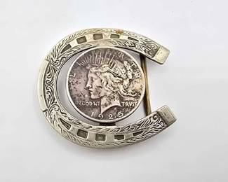 1914  Silver Peace Dollar Belt Buckle 