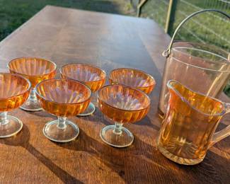 Opalescent apricot glass