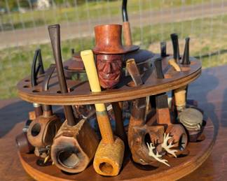 Part of unique old pipes collection & pipe stand