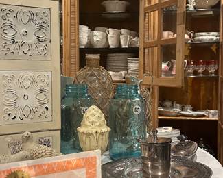 Silverplate and farmhouse decor items