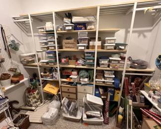 Assorted supplies and inventory from a custom invitation and stationary business.