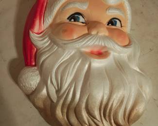 Vtg Mid Century Styrofoam Santa Claus Head Wall Hanging Gold Beard Decorate