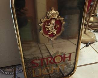 Vintage Strohs Beer Light Up Sign with Motion Swirl