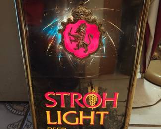 Vintage Strohs Beer Light Up Sign with Motion Swirl