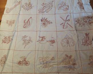 Many antique quilts